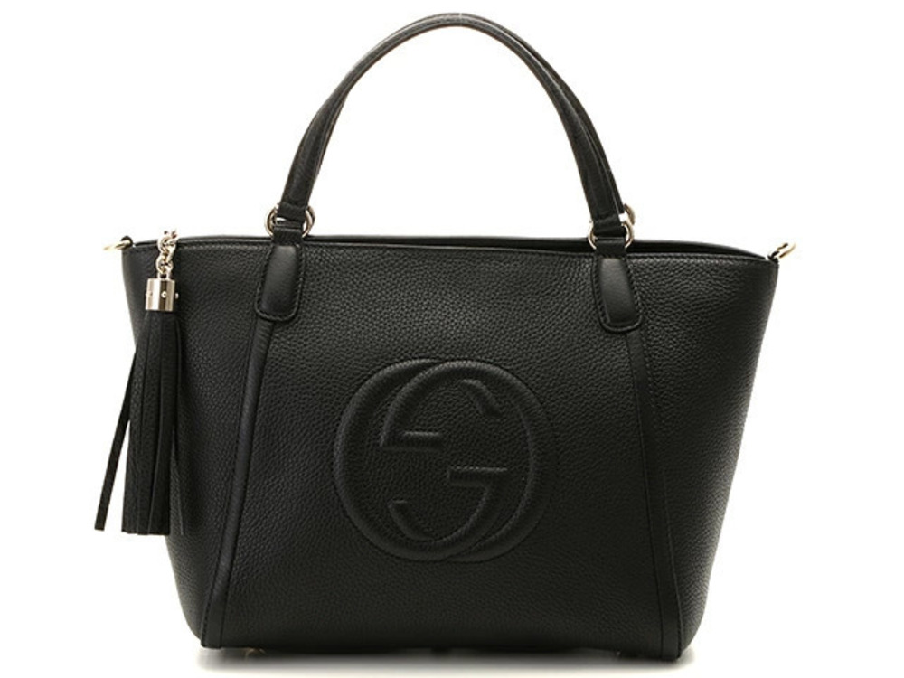 Gucci Soho Interlocking G Shoulder Bag Black Leather